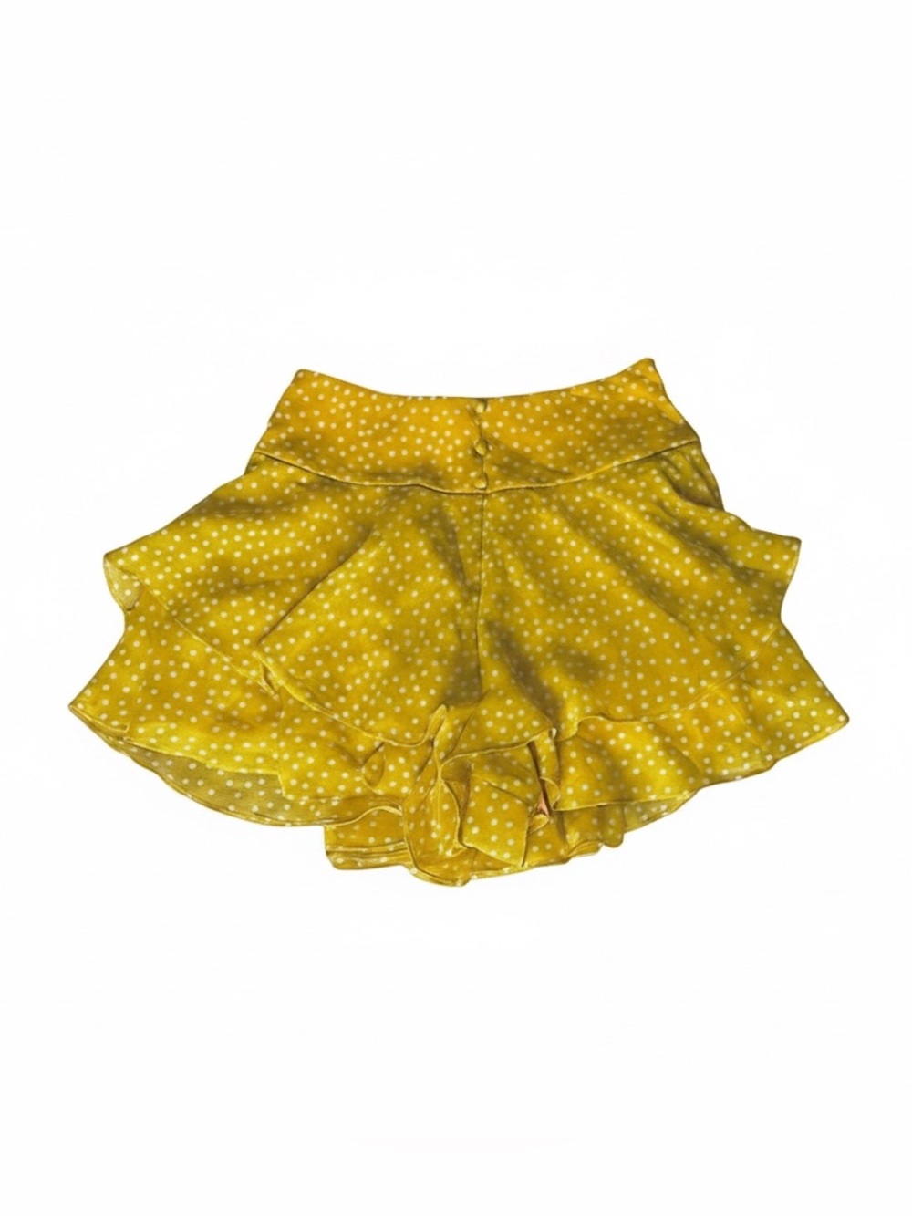 LE RUMI yellow with white polka dot ruffle shorts size XS new with tags NWT